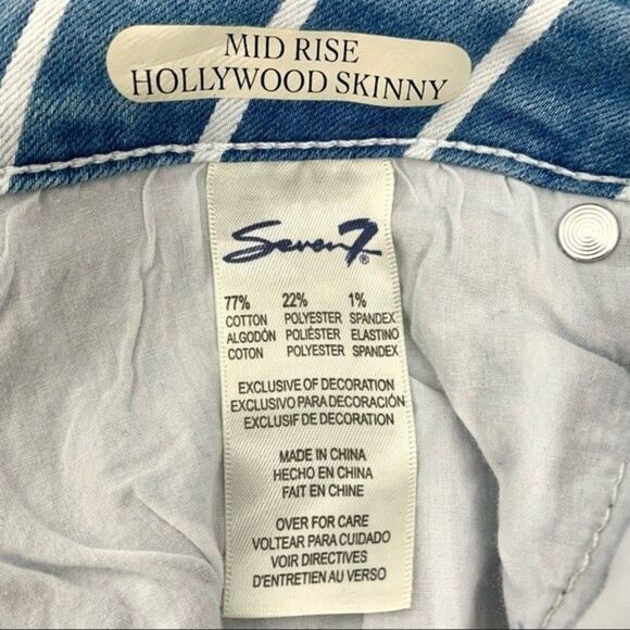 Seven7 Mid Rise Hollywood Skinny Cropped Pin-Striped Tie Waist Jeans NWT - Picture 6 of 7